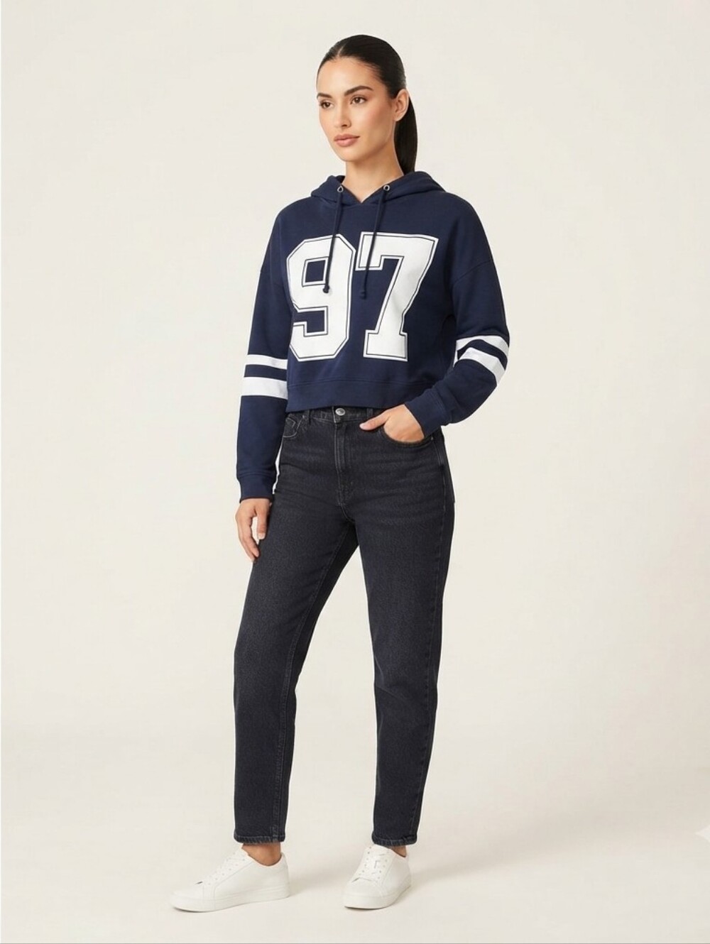 Forever 21 Navy Blue Graphic hooded Sweatshirt